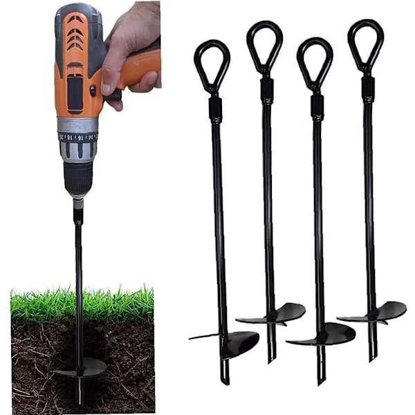 38 cm tältmarkankare med fällbar ring, set om 4