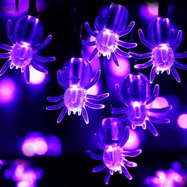 40 LED lila spindelstränglampor med inbyggd timer - 20ft Ba