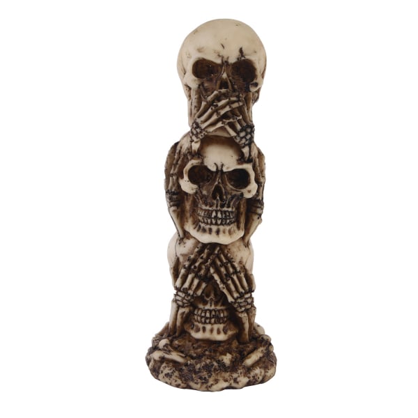 See No Evil Hear No Evil Speak No Evil Stacked Skull Figurine Go