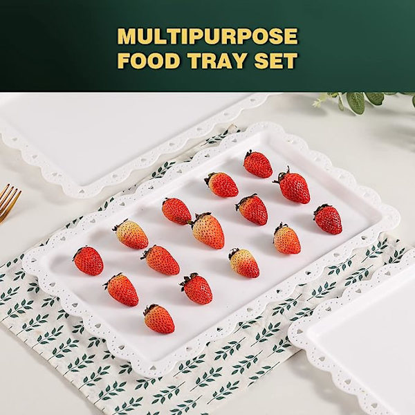 6 serveringsbakker i plast til fastfood - 36,5 x 23,5 cm