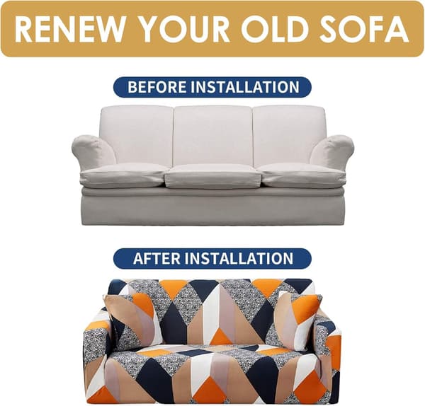 Stretch Sofa Cover Trykte Sofaovertrekk Loveseat Trekk for 2 Cus
