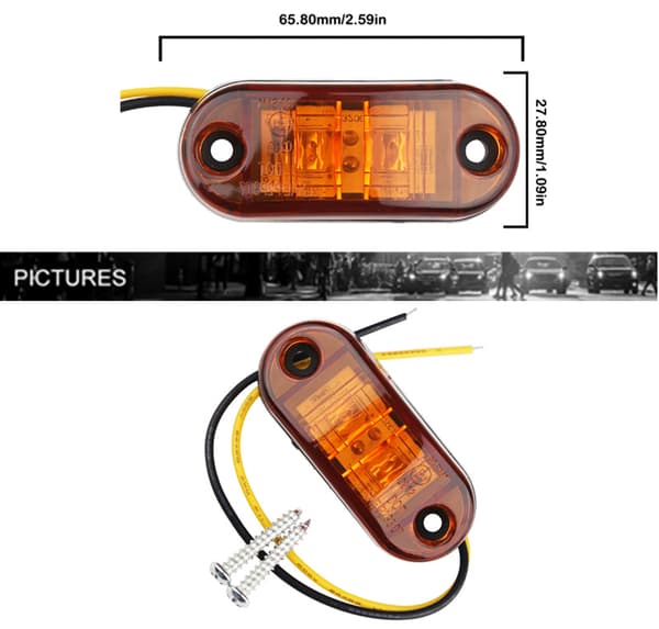 10 stk lastebil 2LED kannibalfisk sidelys tilhenger side baklys