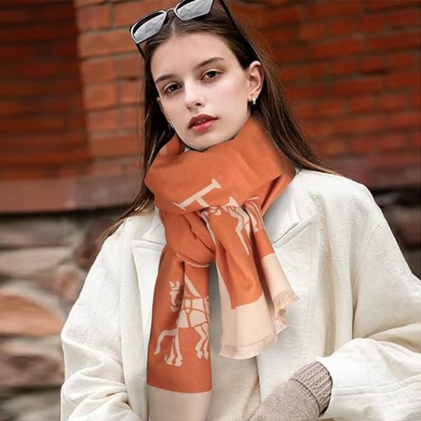 Oransje skjerf for kvinner Pashmina Silky Shawl Wrap for Evening D