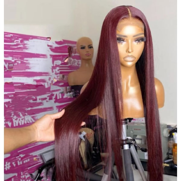 Lige Split Lace Front Paryk, Rød, Lang Paryk, Lang Paryk