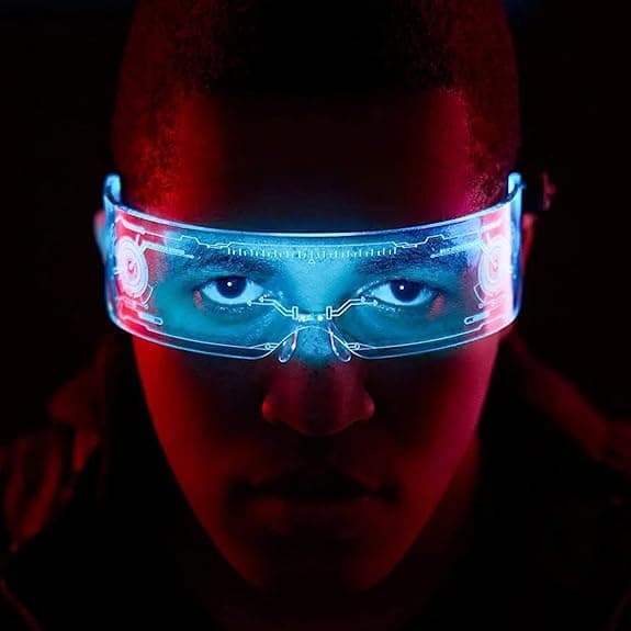 LED-briller, lysende briller, LED-visir Rave-briller til mænd Co