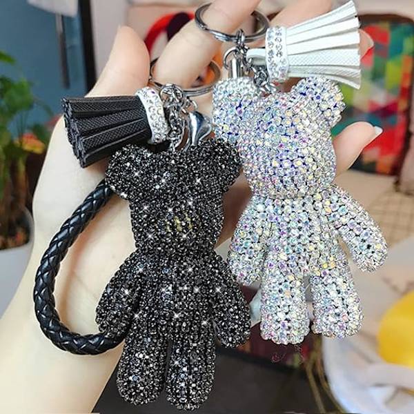 Moderne Diamant Bjørn Vedhæng Nøglering Bling Luksus Vedhæng F