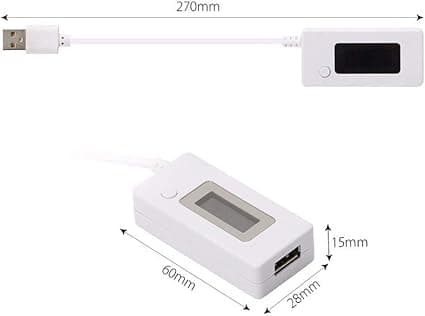 Hvid hale LCD baggrundsbelysning LCD digitalt display USB amperemeter voltmet