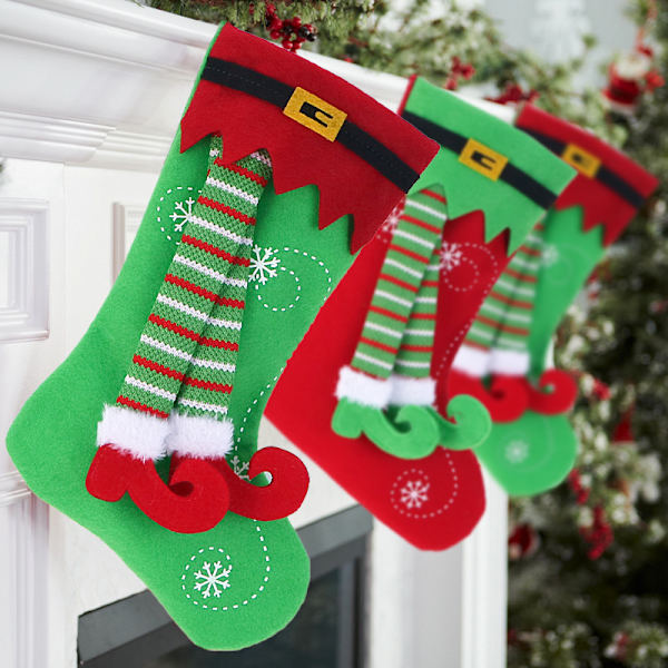 Fyra nya julprodukter Julstrumpor tomteben Julgranshänge godispåse Barnens julklappar 31*20cm, strumpa öppningsbredd 15cm