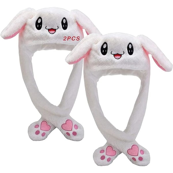 2 Pcs Plush Rabbit Hat Fun Bunny Hat Jumping Rabbit Hat with Mov