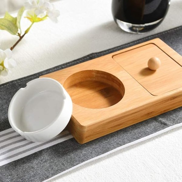 Modern minimalistisk keramisk askkopp kreativ trä träförvaring B