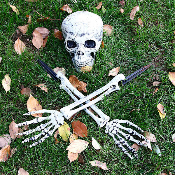 3-osainen Halloween-sarja Realistiset kallopanokset, puutarhanurmikon panokset