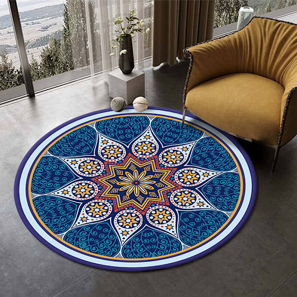 Pyöreä aluematto Mandala-matot makuuhuoneeseen kylpyhuoneeseen Pesu- ja liukastumaton pyöreä lattiamatto Tyylisuuntaus Bohemian kodin sisustusmatot - Tyyli 6 160*160cm