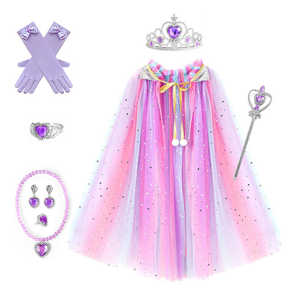 Prinsessklänning uppklädningsklänning cape set för flickor 3-8 år gammal