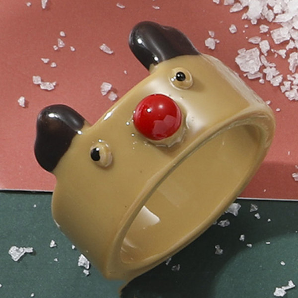 6 st julmode enkel tecknad hartsring Jultomten älg