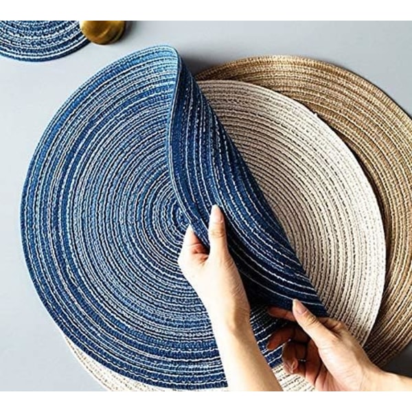 5 st 15 tums runda bordsunderlägg Farmhouse Boho tyg bordsunderlägg Ru