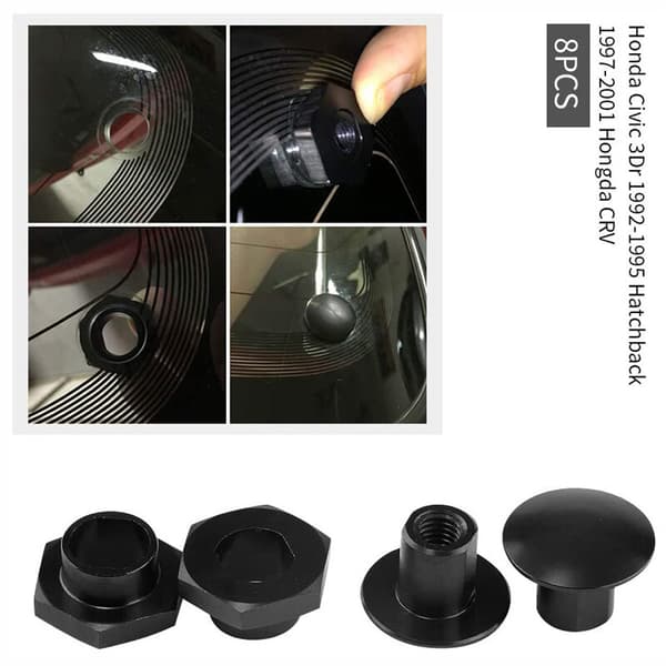 Sort bagrude glasben hardware kit til 92-95 Honda Civic 3Dr Hatc