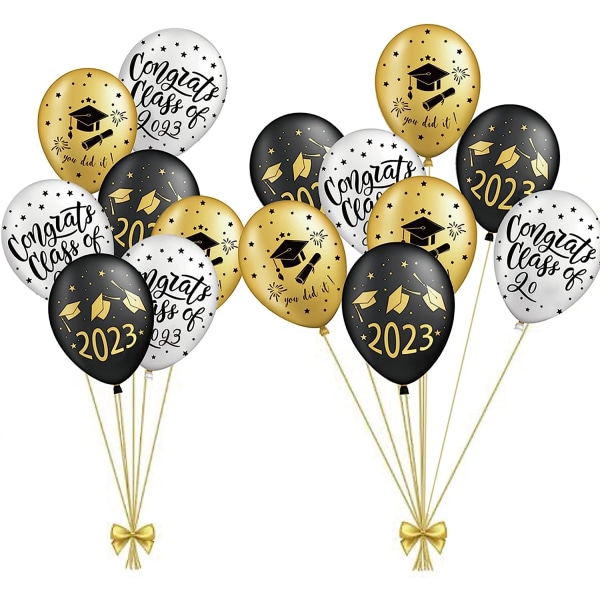 Graduation Balloon 2023, 15 pcs Balloons Set Black Gold Graduati