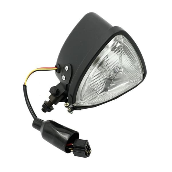 Retro motorcykelstrålkastare, triangulär frontlampa gul lins He