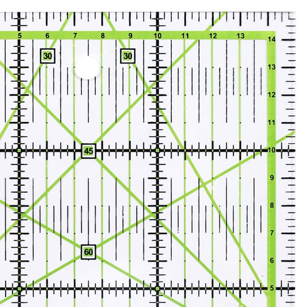 Patchwork lineal 30 x 30 cm med Cm og vinkelangivelser