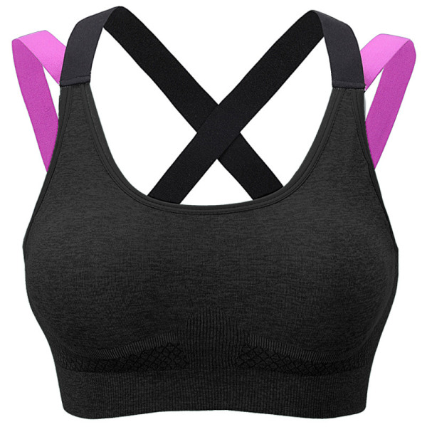 Kvinners Tank Top Push Up Fitness Sports BH - Svart L