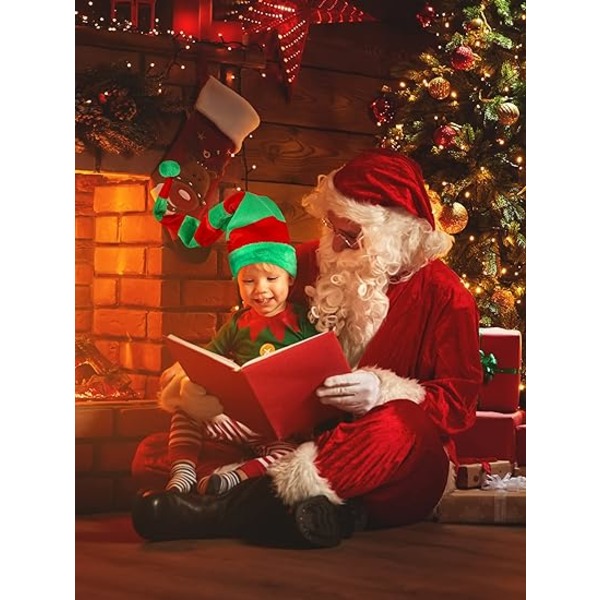 2 stk. Julealf Filthat Lang Stribet Plys Julemand Hat Chr