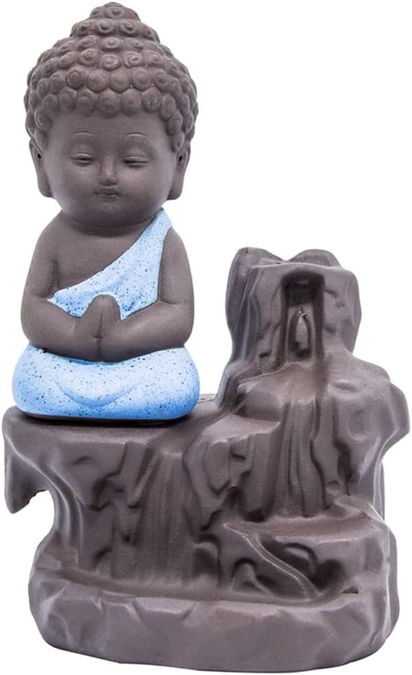 Rökelsebrännare Backflow Tower Keramik Kon Rod Säte Buddha Munk