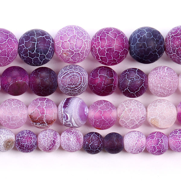 8mm Matte Agat Pärlor Set Natursten Frosted Agat Semi Preci