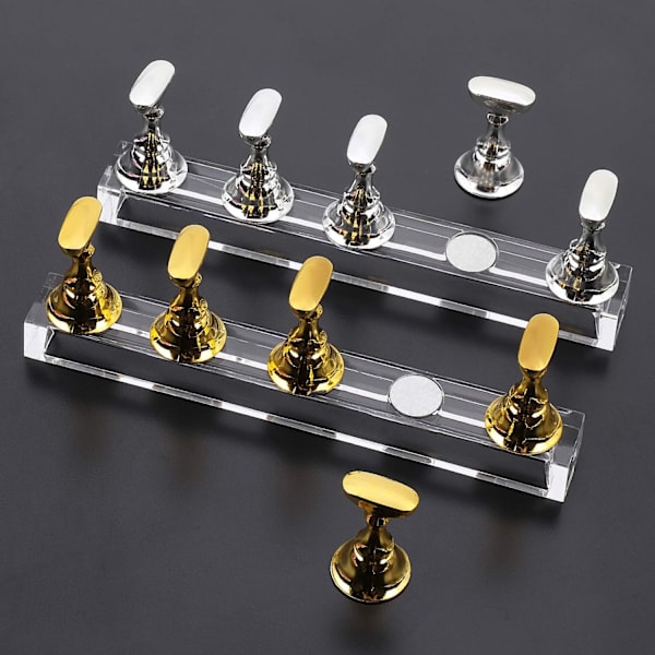 10 magnetiska falska nagelhållare, akryl nagelförbättringsdisplay