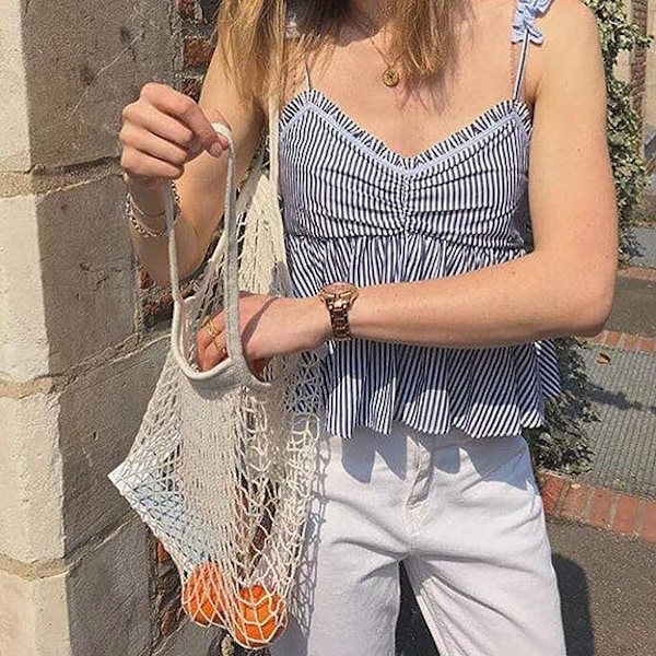 Shopping Net, 2-pak Genanvendelig Shopping Net Foldbar Mesh Shoppin