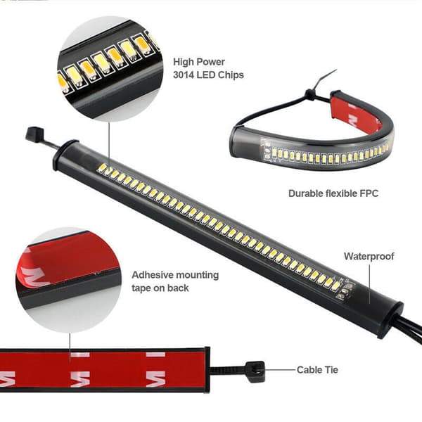 2 st LED-blinkers för motorcykel, ringformade gaffelremsor, flexibla