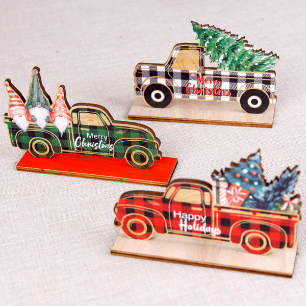 1 Grå Juledekorasjoner Trebilgrill Stil Pickup Tabl