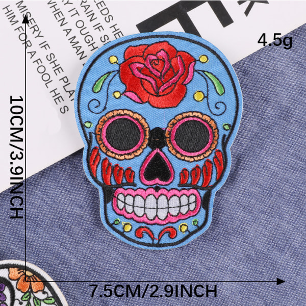 6 st broderade strykjärnsmärken för kläder jeans ryggsäckar DIY