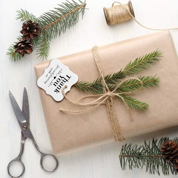 100 st papper presentlappar Tack presentlappar med snöre för DIY Th