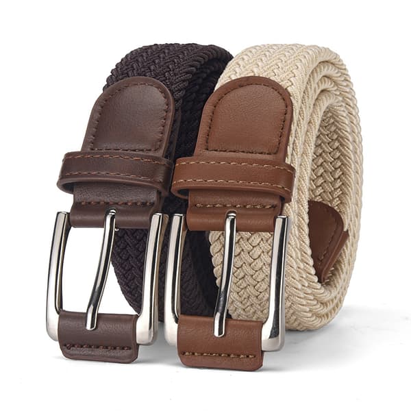 2-pack herr bälten, herr stretch flätad canvas bälte för casual
