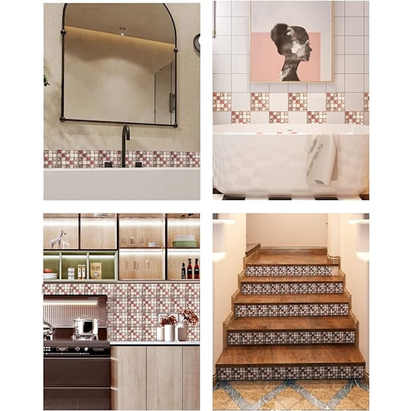 20-pack dekorativa mosaikväggdekaler, självhäftande heminredning