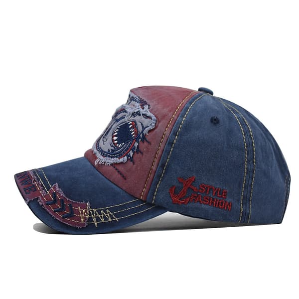 Shark broderi bomulds baseball cap 3D stor tredimensionel
