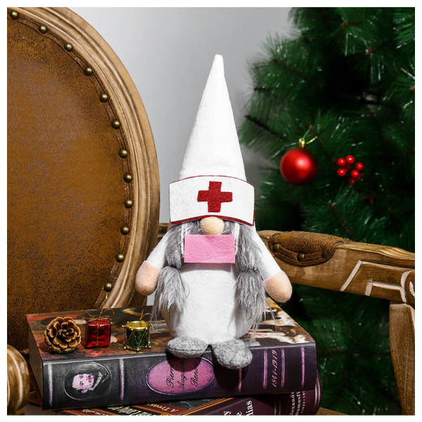 1 Vit hatt Rosa Mask Juldekoration Tillbehör Doktor Sjuksköterska