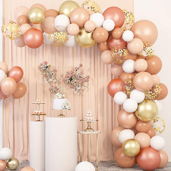 Blush Ballonger Girlang Båge Kit 12\" 10\" 5\" Peach Rose Guld Paste