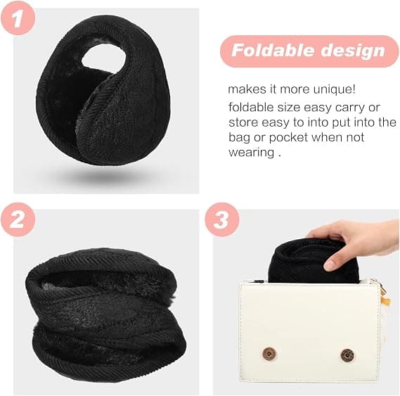 2-pack hopfällbara öronmuffar justerbara stickade öronmuffar med ludd