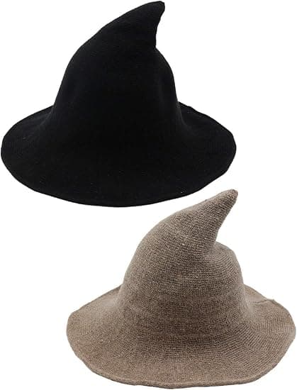 2-pack Halloween häxhattar varma ullhattar för kvinnor Halloween