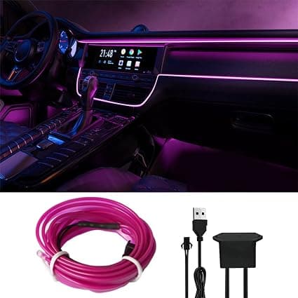 Billampor for bil, 5 m LED-lysstripe for bil - lilla