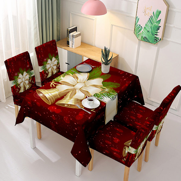 Juleborddekke og stolsekk - Juledekorasjon Elastisk endelstolsdekke absorberende duk Tablecloth 140*140cm