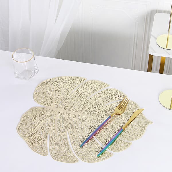 Sæt med 4 Turtle Leaf-placeter - PVC-hule, isolerede placeter