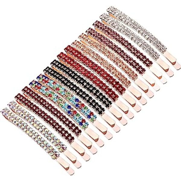 16pcs Rhinestone Hairpins Metal Hair Clips Double Row