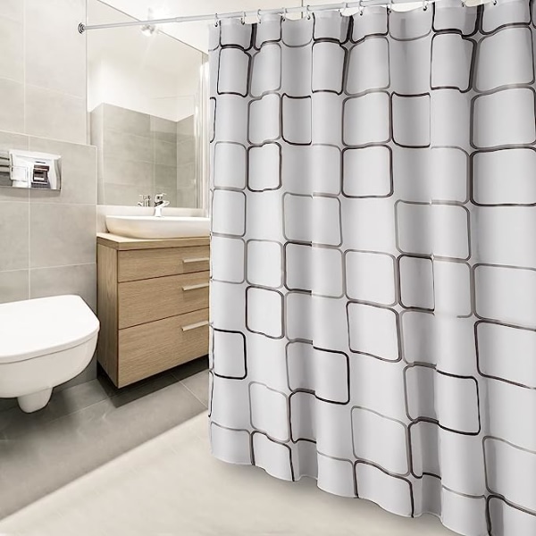 Semi-Sheer Bathroom Curtains with 12 Hooks-180 x 200cm