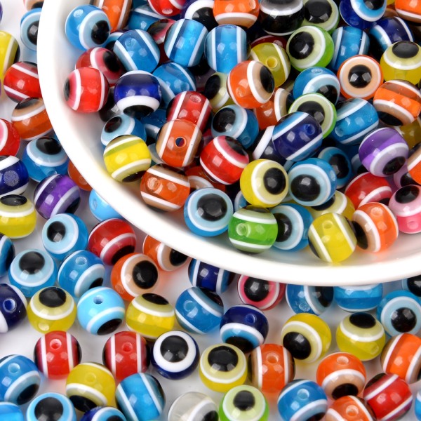 200 Resin Devil's Eye Beads Round Loose Beads DIY Smycken Access