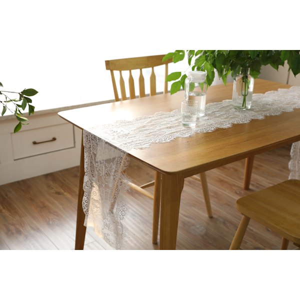 Vit spetsduk 35*300cm broderad spets rustik bröllop d