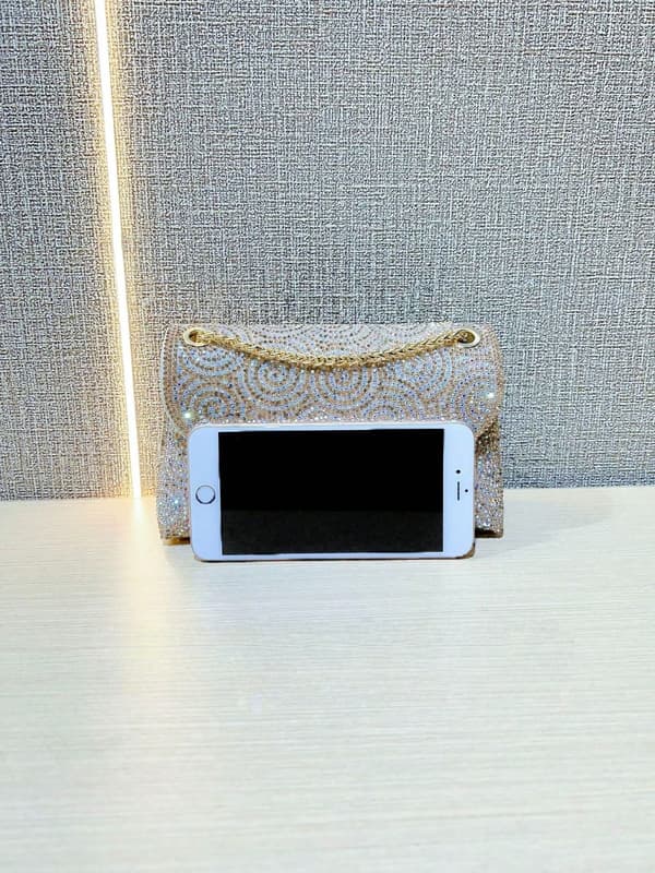 Rhinestone Clutch Handväskor för Kvinnor, Kedjeväskor, Glittrande Kvällsväskor för Cocktail, Bal, Fest och Bröllopsfirande silver