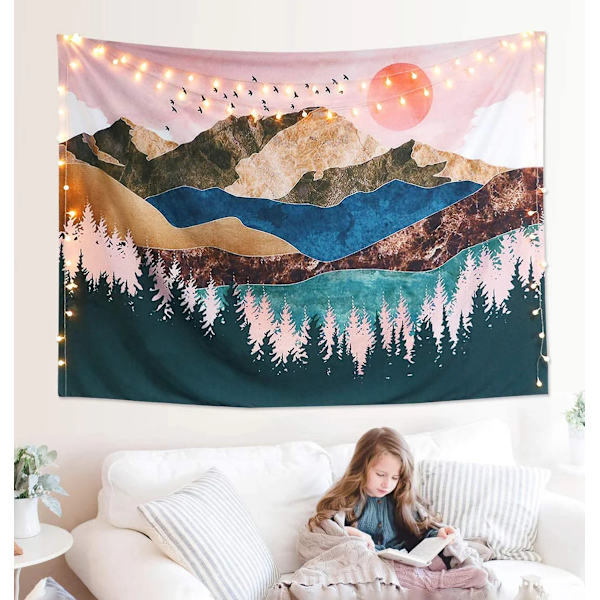 Solnedgångsskog Naturlandskap Gobeläng, heminredning (HC-M18) 130*150cm