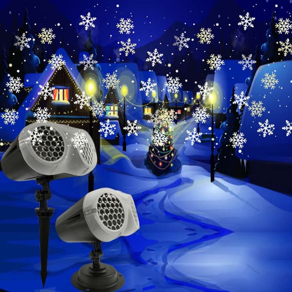 Udendørs juleprojektor med snefnug - dobbelt hoved